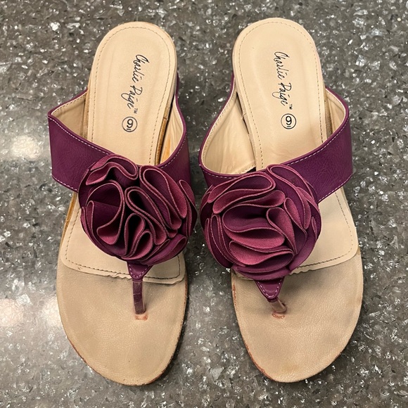 Charlie Paige sz 9 Flower Rosette Sandals - Picture 3 of 7